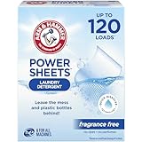 ARM & HAMMER Power Sheets Laundry Detergent, Fragrance Free 60ct, up to 120 small loads