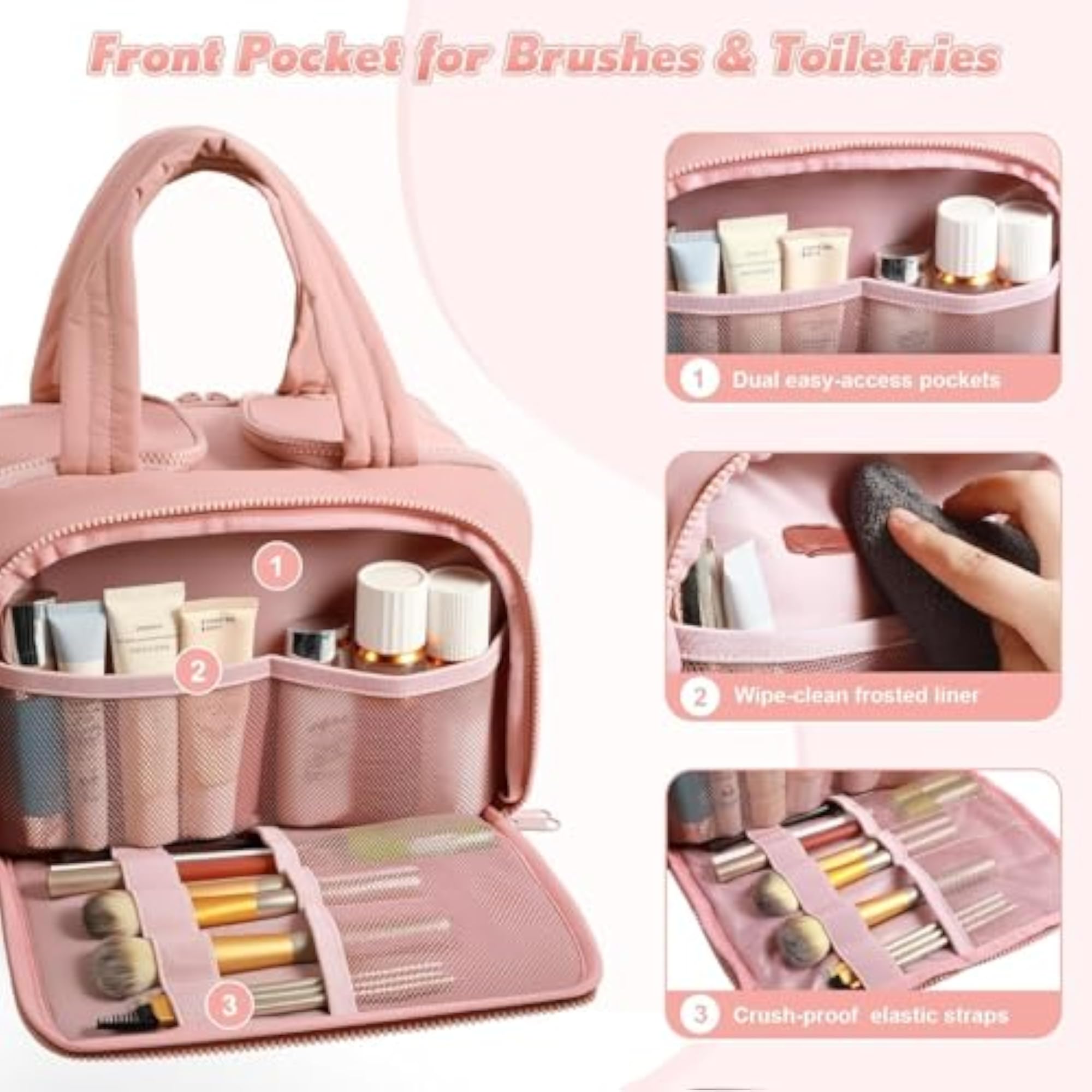 Travel Toiletry Bag, Lightweight Large Wide-Open Organizer