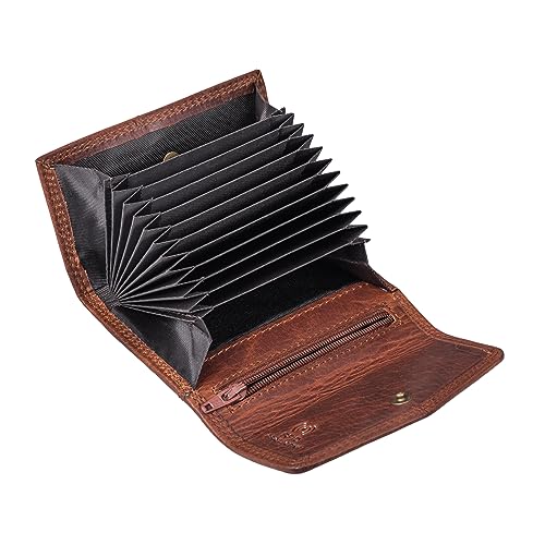STILORD Kreditkartenetui aus Leder Cognac - kleine Echtleder Brieftasche mit RFID - Mini Portemonnaie für 12 EC-Karten - Slim Wallet 'Holden'