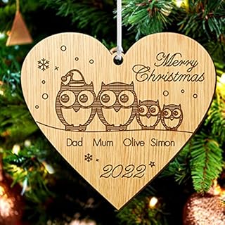 howson london Personalised Merry Christmas Bauble Engraved Wooden Xmas Tree Ornaments Gift for Family Baby Home Girls Mom with Any Name Xmas Santa Decoration at 2022 Lockdown Year (Snowflake)