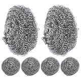 MAGICLULU 6pcs Stainless Steel Pot Cleaning Scrubbers Pan Steel Scrubbers Wire Balls for Kitchen Dishwashing