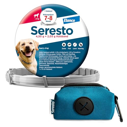 Elanco Seresto Promo-Set: Zecken- und Flohschutz für große Hunde ab 8 kg mit Kotbeutelspender, Halsband tötet Zecken und Flöhe schnell ab und schützt 7 bis 8 Monate lang Elanco Seresto Promo-Set: Zecken- und Flohschutz für große Hunde ab 8 kg mit Kotbeutelspender, Halsband tötet Zecken und Flöhe schnell ab und schützt 7 bis 8 Monate lang