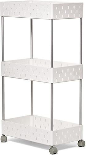 Shelving Unit 2 3 4 Tier Rolling Cart Ajustable Art Craft Cart Organizer on Wheels Storage Cart with Handle for Kitchen Bathroom Mobile