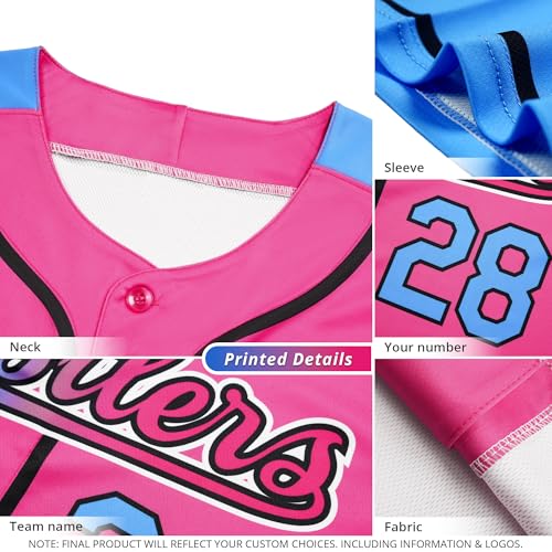 Camiseta personalizada de béisbol KXK con degradado, con botones para hombres, mujeres y jóvenes, diseña tu nombre, número y logo miniatura 5
