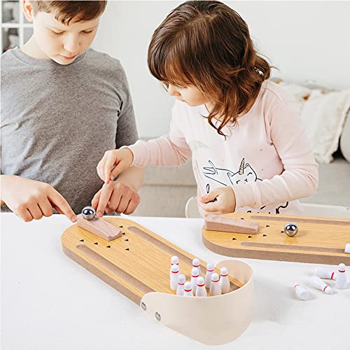 Mini Bowling Wooden Tabletop Game Desktop Bowling Toys Home Bowling Alleys Gifts For Men Adults Kids Teens Boys Parent-Child Interactive Desktop Game Casual Decompression Indoor Game Ball Toy Gift #TOP7