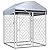 vidaXL Outdoor Dog Kennel with Roof Lockable Latch System Chain-link Mesh Sidewalls Pet Puppy Cage House Animal Shelter Silver Galvanized Steel