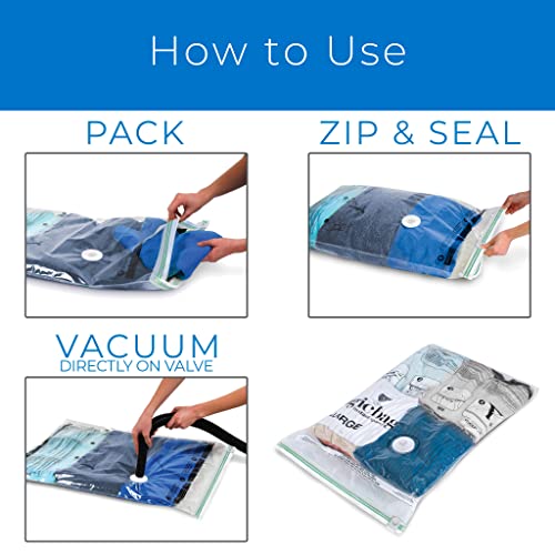 MagicBag Instant Space Saver Storage - Set of 6 Airtight Vacuum Seal Bags for Clothing and Pillows