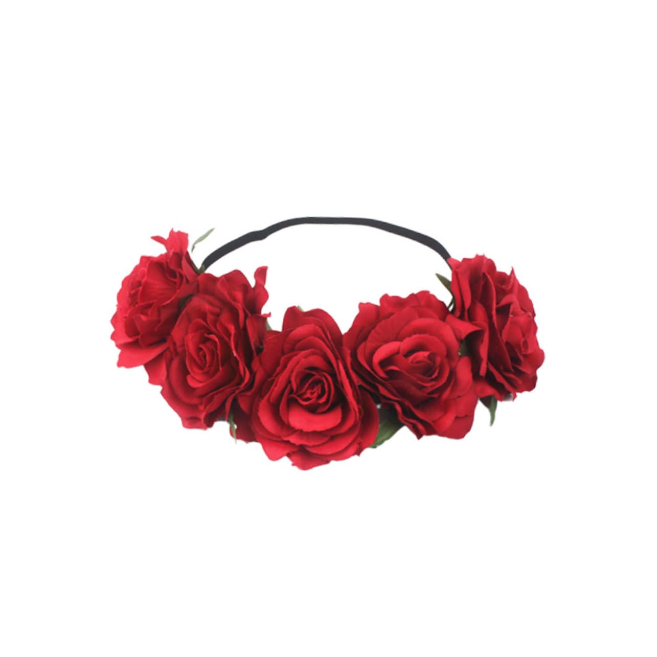 Ipetboom 3piezas Diadema Floral De Rosa Diseño Elegante Para Bodas y Fiestas Adorno Para Fotografía Tocado Para Eventos Rojo