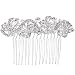 BriLove Women's Bohemian Crystal Charming Wave Shape Flower Wedding Bride Side Hair Comb