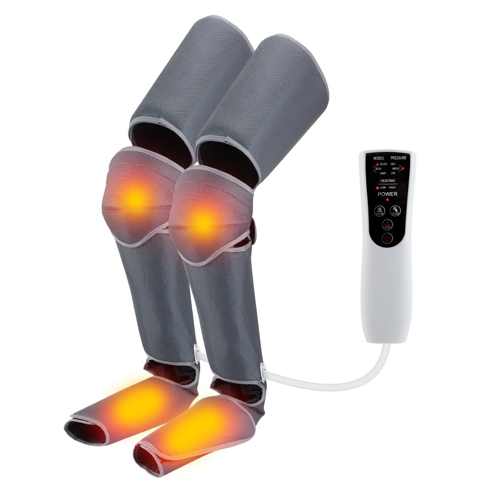 JOSBY Massaggiatore per Gambe Complete aggiornato con Calore, con 3 riscaldamenti 3 modalità 3 intensità Compressione sequenziale, massaggiatore a Compressione d'Aria, per rilassamento e Recupero