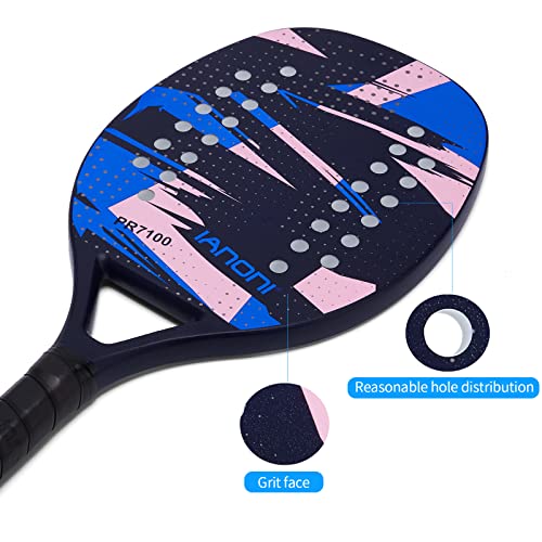 Beach Tennis Paddle Beach Tennis Racket Carbon Fiber with EVA Memory Foam Core Tennis Paddles Set of 2 Paddle and 3 Balls( 2Pcs,Blue)