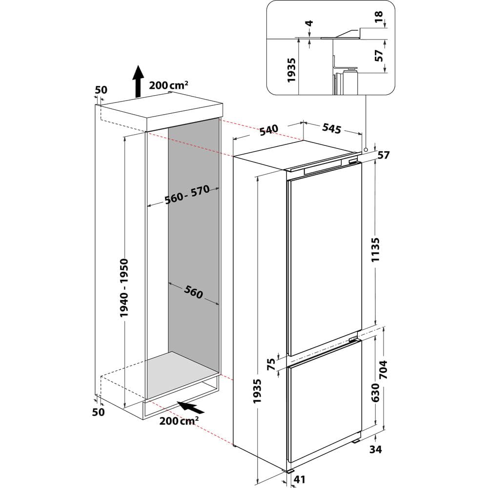 Whirlpool Frigorifero combinato da incasso - WHC20D011B1