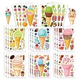 24 Sheets 8.3''&times;5.9'' Make Your Own Ice Cream Stickers for Toddlers Kids Party Favors, Make a Face Stickers for Kids Activities Supplies Crafts