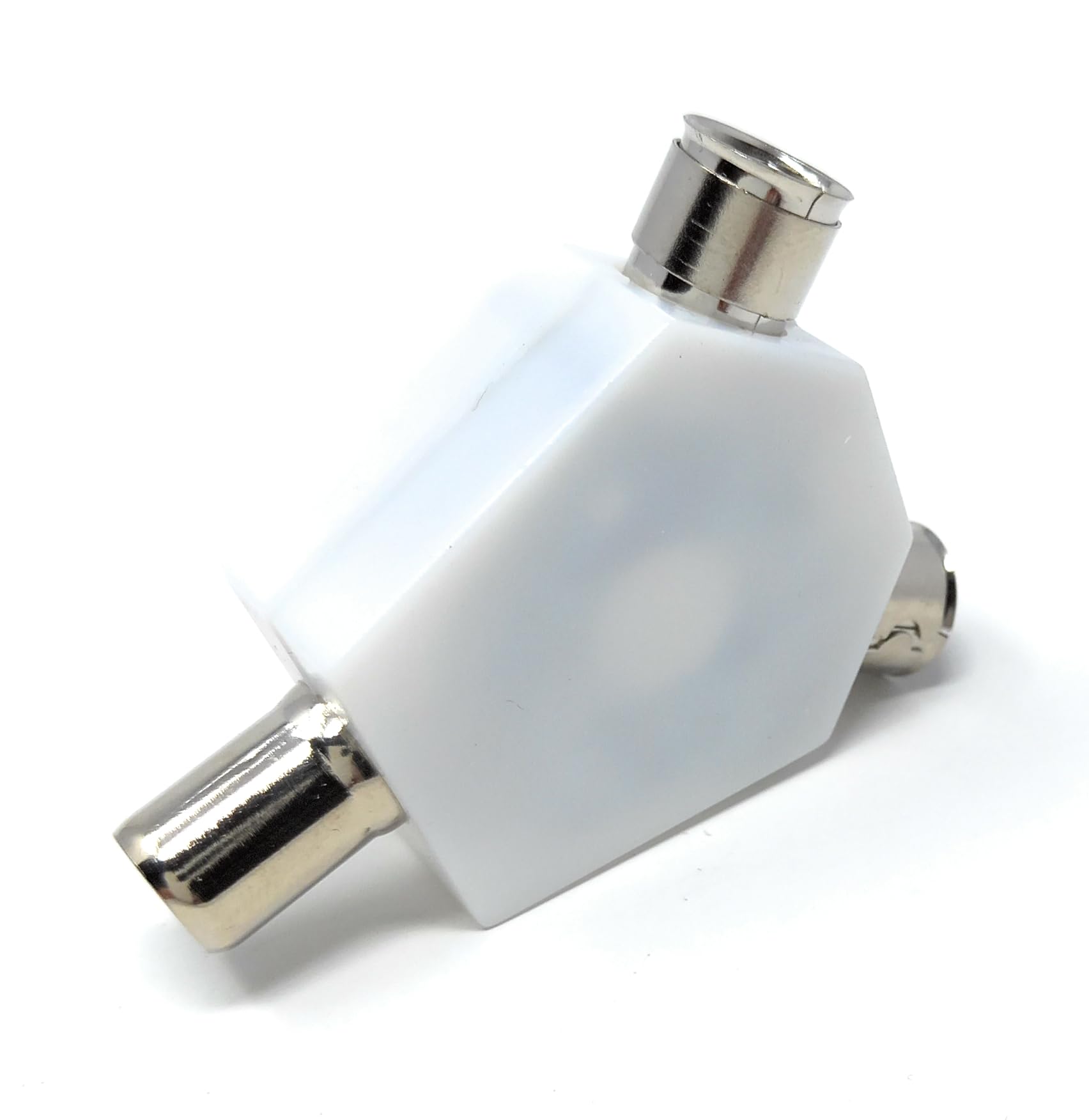 DRUT TV Aerial Antenna Coax Splitter 1 x IN Male to 2 x OUT Female Cable Adapter, White - Image 3