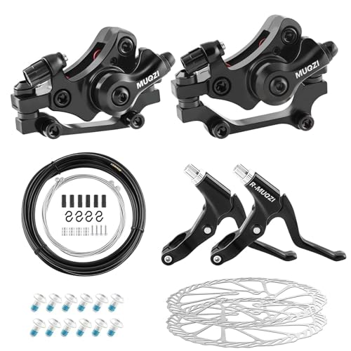 Trkimal Bicycle Disc Brake Kit Front Rear Caliper Brake Disc Set 160mm Rotor, Brake Handles Brake Cables Brake Levers Cable Kit for For Mountain Road Bike, Riding Bicycle (160mm Brake Sets)