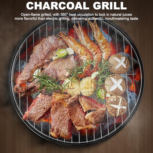 guogiyala Tragbare Holzkohlegrills – 35.6 cm kompakte Tischgrills, isolierte Deckelgrills, Camping, Picknicks, Hinterhöfe und Terrassen