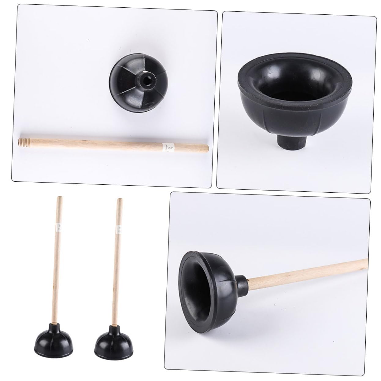 2pièces Ventouse Domestique Caoutchouc Avec Manche Lot De Noir Pour Déboucher Toilettes Et Éviers