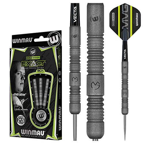 Dardos con punta de acero Winmau MvG Exact y vástagos de juego 5