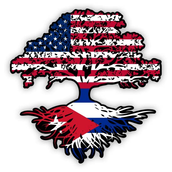 American Grown with Cuban Roots Cuba Pride Tree Sticker, 3 in | For Water Bottle, Tumbler, Car, Laptop, Phone, Waterproof Vinyl Decal