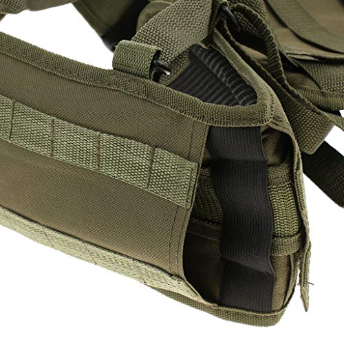 Inzopo Molle Kampfweste mit Kampfgürtel Jagdgeschirr Plate Carrier Chest Rig Armeegrün