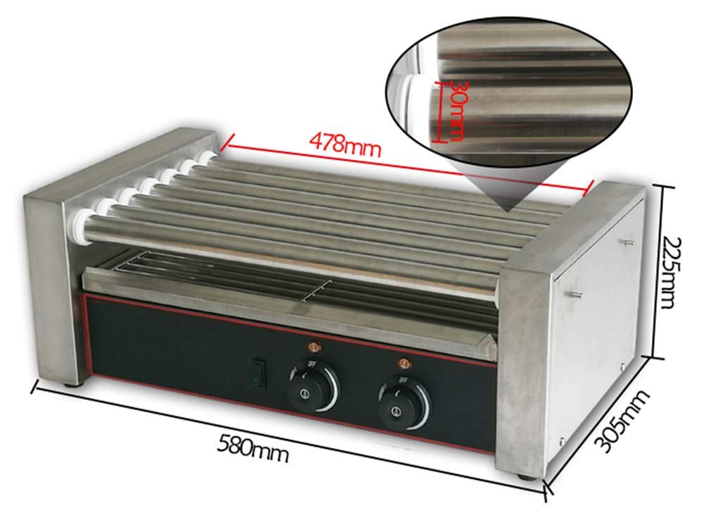 Máquina de Rodillo de Perritos Calientes Máquina de Cocina de Parrilla de Salchichas Máquina de Perritos Calientes Máquina de Acero Inoxidable Antiadherente