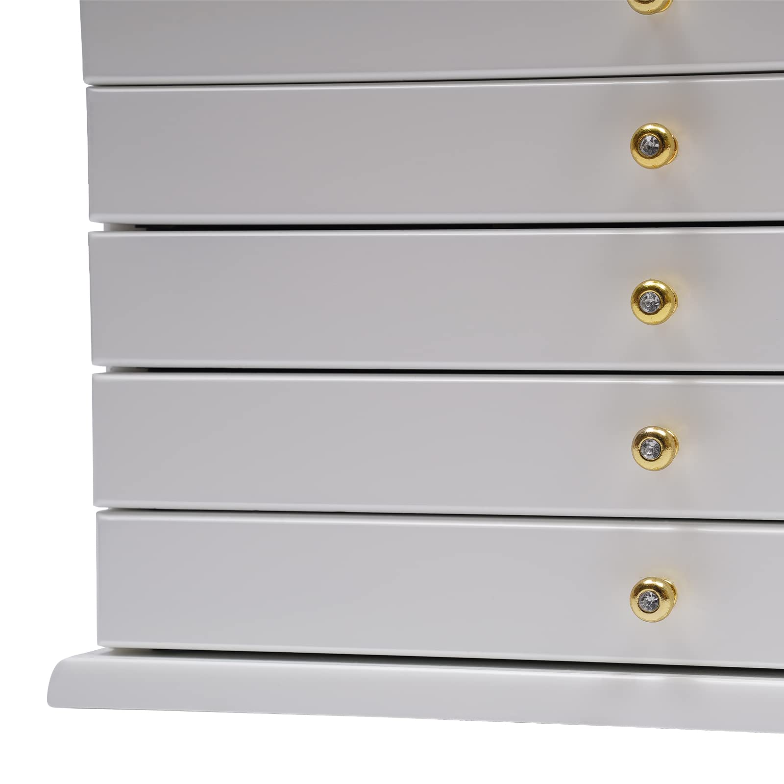 WooDerson Skrzynka na biżuterię z 5 szufladami, drewniana szkatułka na biżuterię, rzeźbiony design, wyściółka wewnętrzna z aksamitnego materiału, prostokątne, pudełko na biżuterię, na zegarki