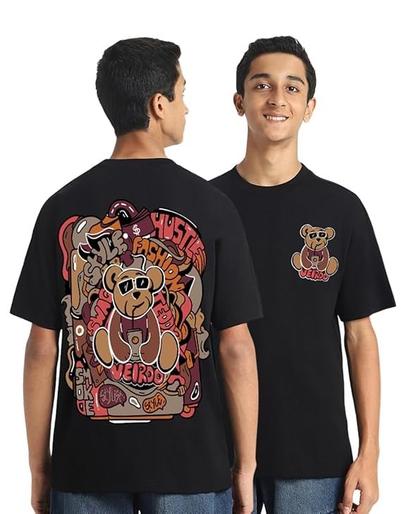 Image of Veirdo Pure Cotton Oversized Loose Fit Round Neck Cool Graphic Printed Half Sleeve T-Shirt Combo for Boys (Pack of 3)