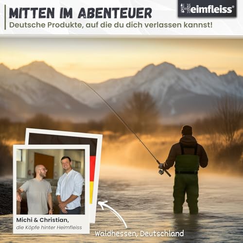 Heimfleiss® Wathose Herren Wasserdicht mit Stiefel (Gr. 43) | Unisex Nylon Anglerhose inkl. Zubehör | rutschfeste Fischerhose zum Angeln oder zur Teichreinigung | Wader Watthose Teichhose Angelhose