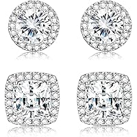 Dochais 2 Pares Pendientes Plata de ley 925 para Hombre Mujer