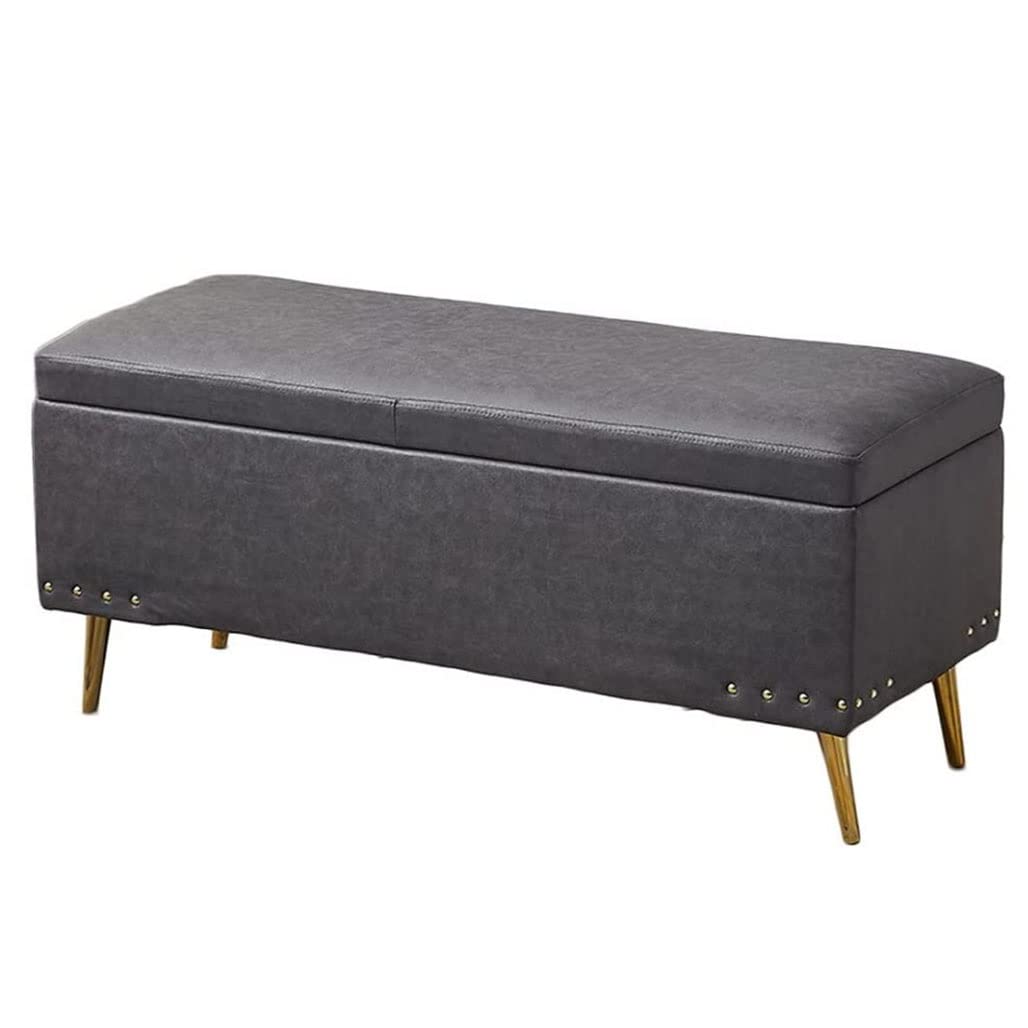 WDSOPK Nordic Style Shoe Changing Stool, Rectangular Bed End Storage Stool, Multifunctional Sofa Stool With Waterproof Fabric Technology, Dark Blue,Dark Blue 60X40X45Cm（Dark Gray-60X40X45cm）