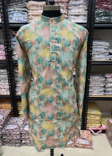 Image of FOXDX Men's Traditional Cotton Floral Printed Only Kurta
