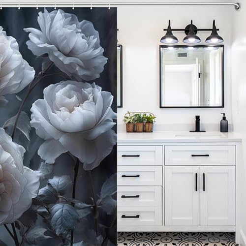 Rideau de douche fleur 140x183 cm en tissu polyester imperméable