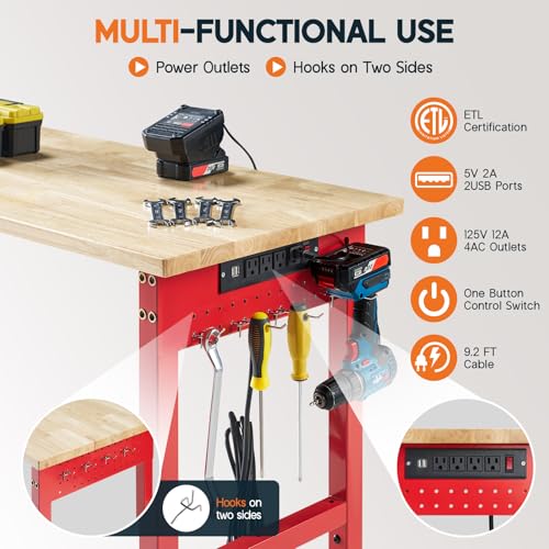 Mobile Rolling Workbench with Wood Top