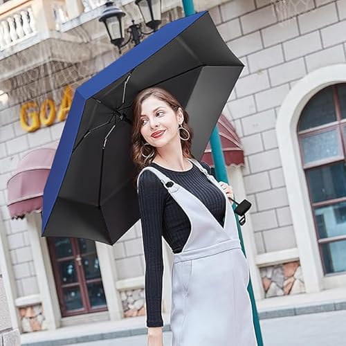 Image of REXERA Travel Mini Folding Compact Umbrella with Case, Manual Open 6 Ribs Lightweight Portable, Small Sun & Rain Pocket Umbrella for Girls and Women- Use in Rain & Summer