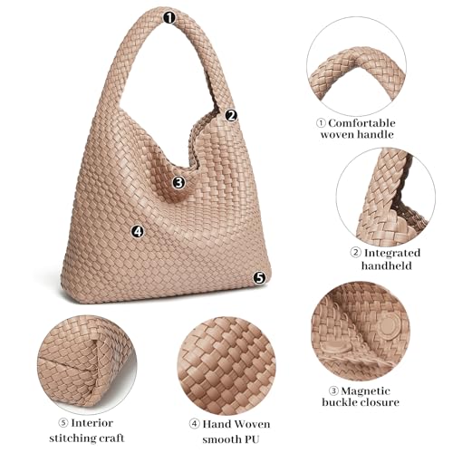DAILANDO Fashion Woven Tote Bag for Women, Large Capacity Designer Shoulder Weave Hobo Purse