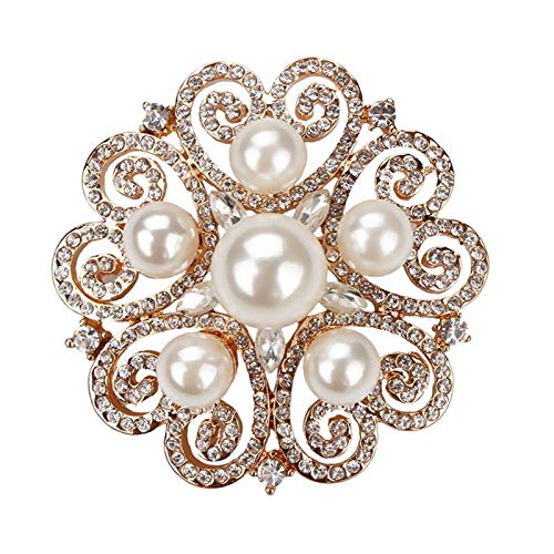 Broche de Mariage en Cristal et Perle simulée de Qualité Haute Couture