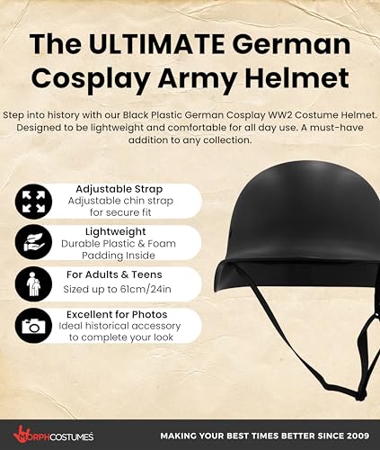 Image of Nicky Bigs Novelties Adult German Army Helmet Costume, Black, One Size