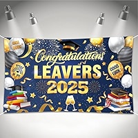 Dusenly Banner Congratulations Leavers 2025 – 180 X 110 Cm, Fotohintergrund Für Abschlussfeier