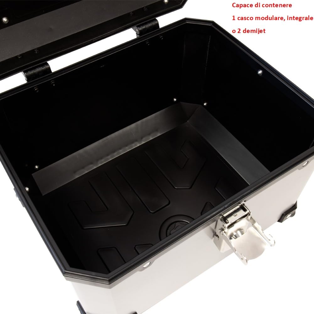 COMPATIBILE CON BMW R 1150 GS ABS BAULETTO MOTO SCOOTER TOP CASE 38 LITRI PER FISSAGGIO POSTERIORE TRAMITE PIASTRA IN ABS UNIVERSALE VALIGIA DA VIAGGIO 42X36X33CM