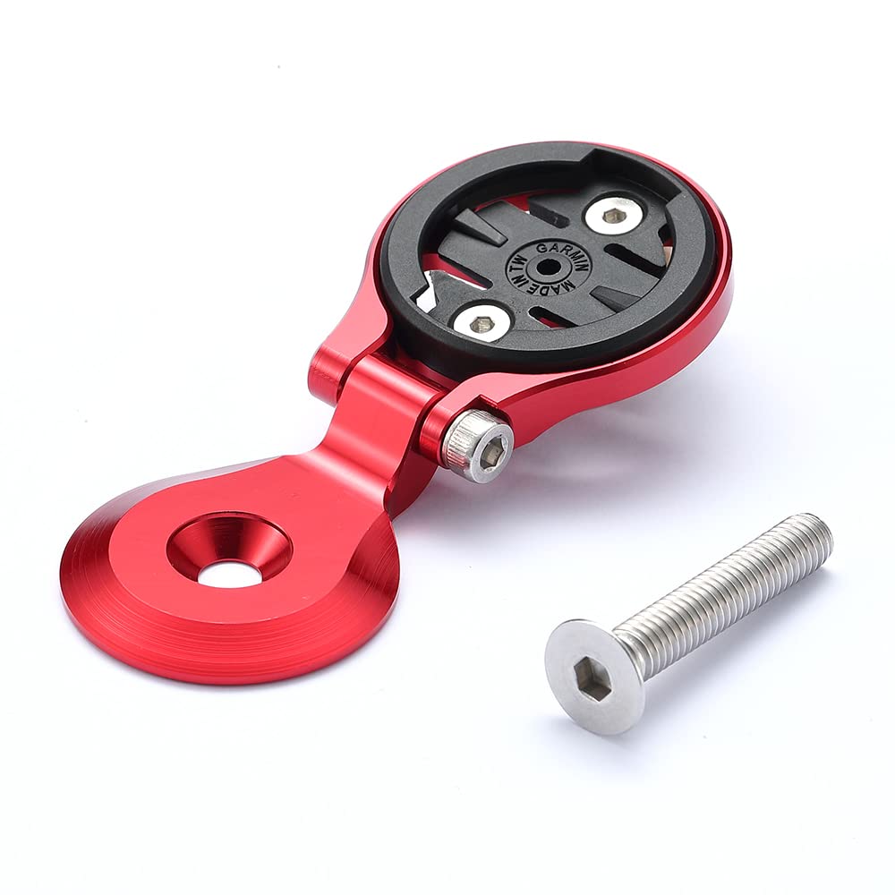 Cestbon Out Front Bike Stem Mount for Garmin Edge Wahoo Elemnt Bryton Rider Stages Dash Hammerhead Karoo Road Mountian Adjustable Handlebar Mount (Red)