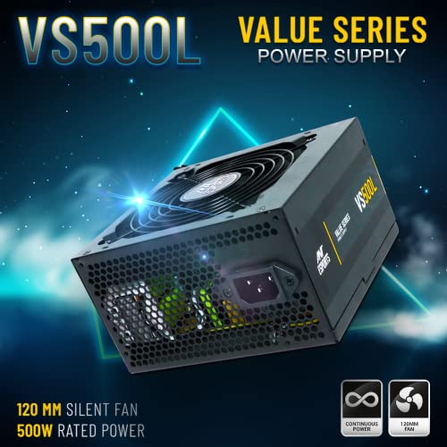 Image of Ant Esports 220 Air Mid- Tower Computer Case /Gaming Cabinet - Black & VS500L 500 Watt Non-Modular Continuous Power Gaming Power Supply /PSU