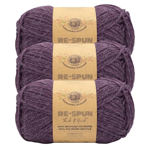 Image of Lion Brand Yarn, Re-Spun Thick & Quick Yarn, Cosmos, Purple, 3 Pack