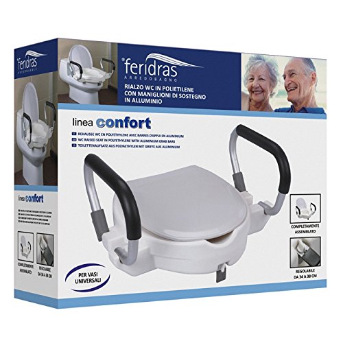 FERIDRAS Comfort Rialzo per Seduta WC con Maniglioni, Bianco, 20x45x54 cm
