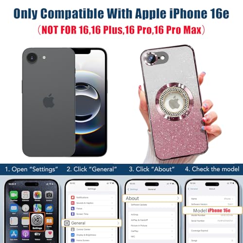 Image of Misscase for iPhone 17e Case& iPhone 16e Magnetic Glitter Case Compatible with MagSafe,Full Protection Slim Shockproof Anti-Scratch Case with Camera Lens Protector Dust-Proof Cover for Women Pink