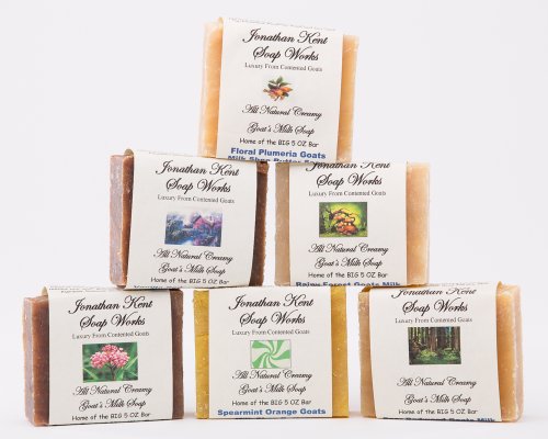 Jonathan Kent Goats Milk Soap Bars - DARK FOREST 6 Pack Sampler - Farm Fresh 100% Creamy Goats Milk, Rainy Forest, Sweet Apple, Plumeria, Black Blackberry, Lavender Chamomile, Snowy Forest