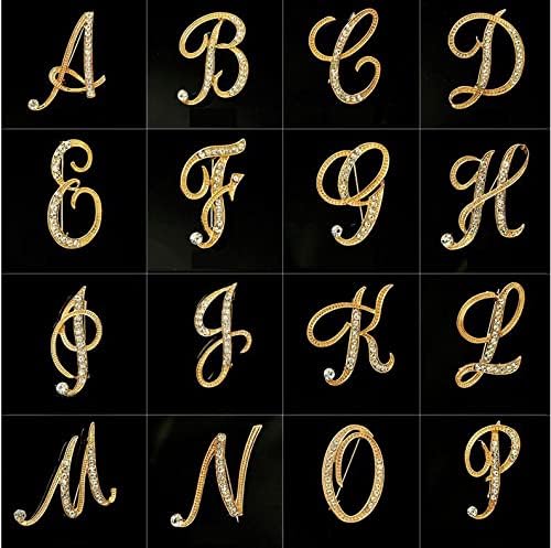A-Z Lette Brooch 26 Initial Pins Gold Plated Metal Brooches - Clear Crystal Rhinestone Brooch Breastpin for Women - Image 5
