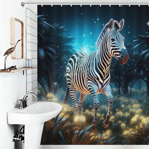 Rideau de bain polyester zèbre imperméable lavable 152x183cm
