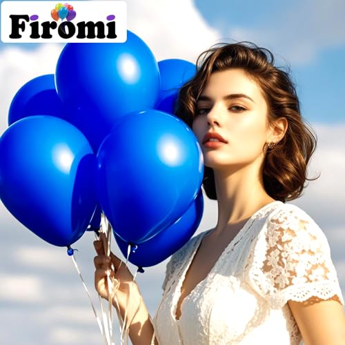 Image of Firomi Royal Blue Party Balloons 12-inch 100 Pack (with 3 Ribbons)