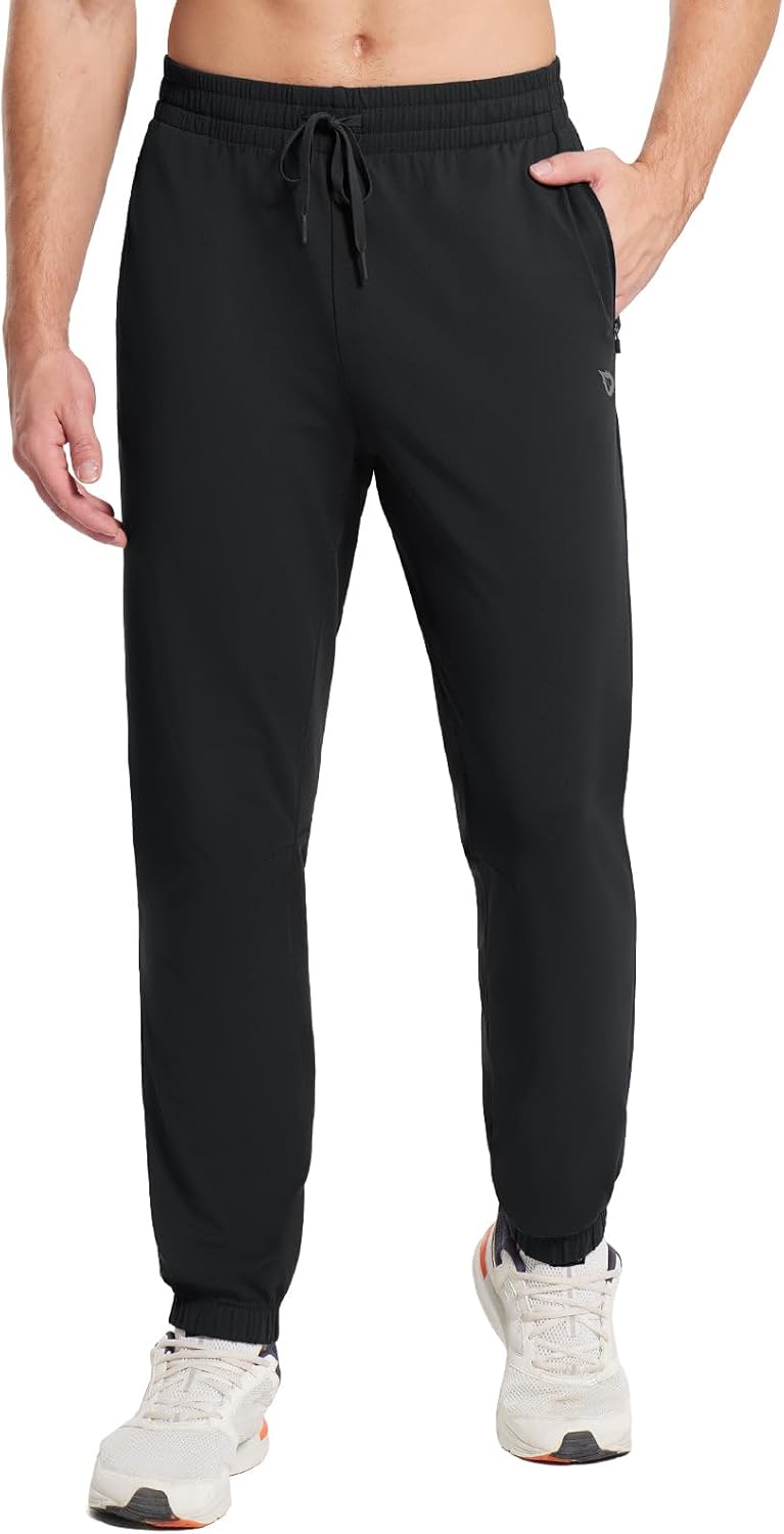 baleaf Men's Fleece Lined Joggers Winter Athletic Sweatpants Thermal Hiking Workout Running Pants with Zipper Pockets