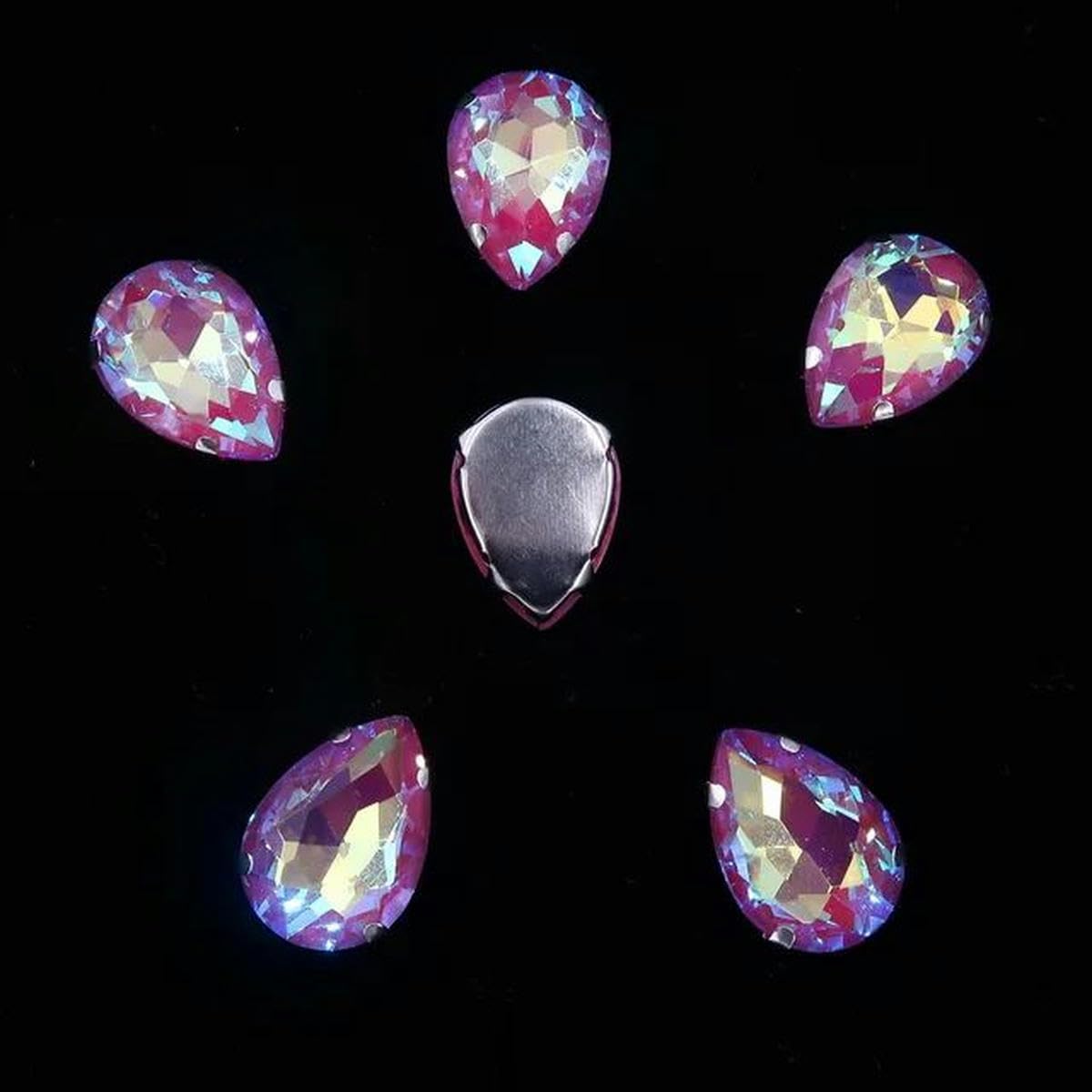 Luźne kryształki wodne AB RB ze szkła kryształowego do przyszywania na płasko, wielokolorowe, wiele rozmiarów(A28 Lt Amethyst Ab,7x10mm 50pcs)